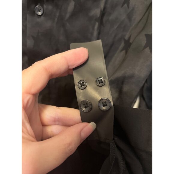 The Kooples Black Stars Jacquard Long Sleeve Shirt M 100% Viscose Elegant Mens - Picture 5 of 5